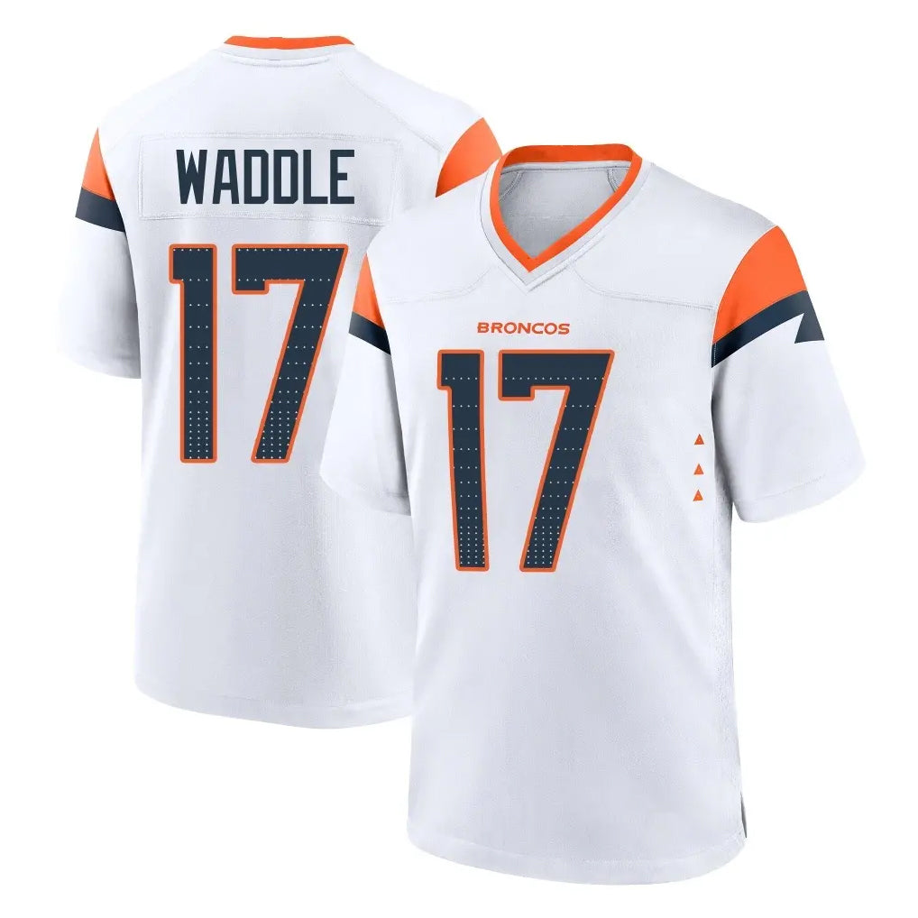 Yuxns D.Broncos #17 Jaylen Waddle Player White Home Game Stitched Jerseys