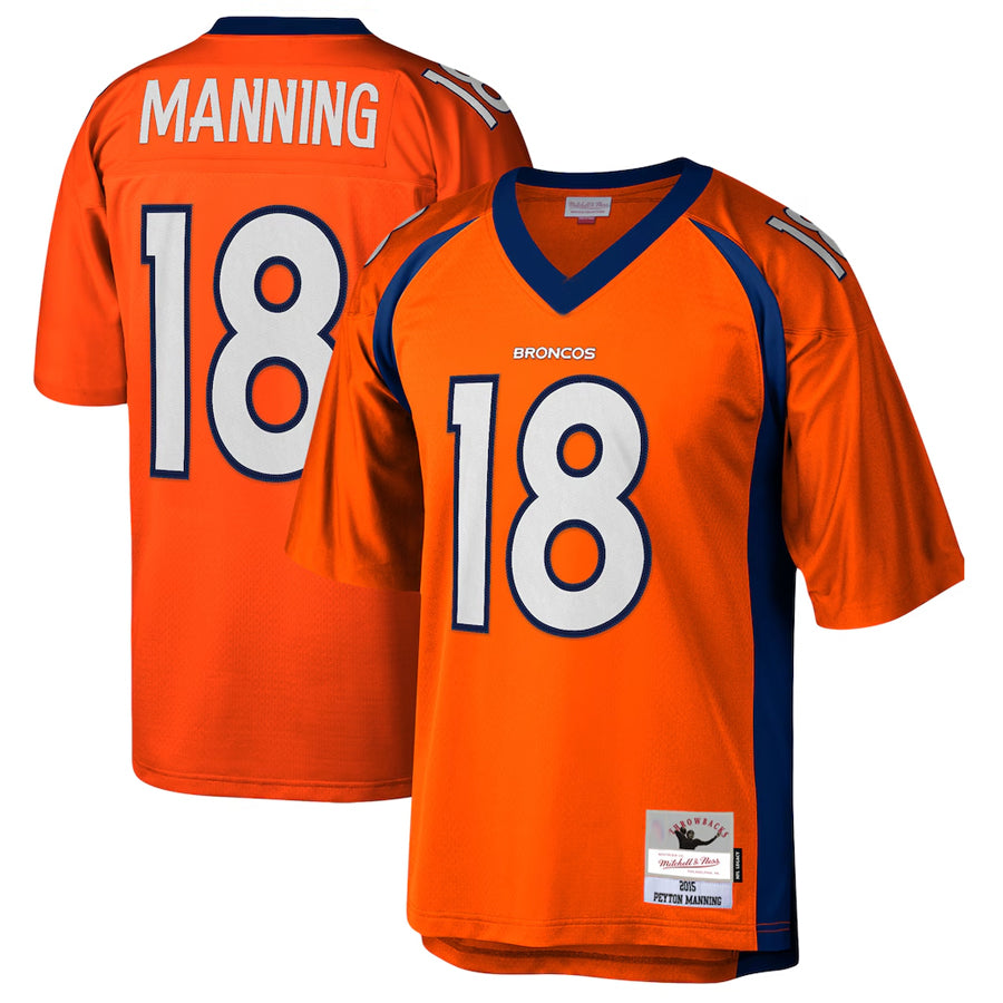 Yuxns D.Broncos #18 Peyton Manning Player Mitchell & Ness Orange Legacy Replica Stitched Jerseys