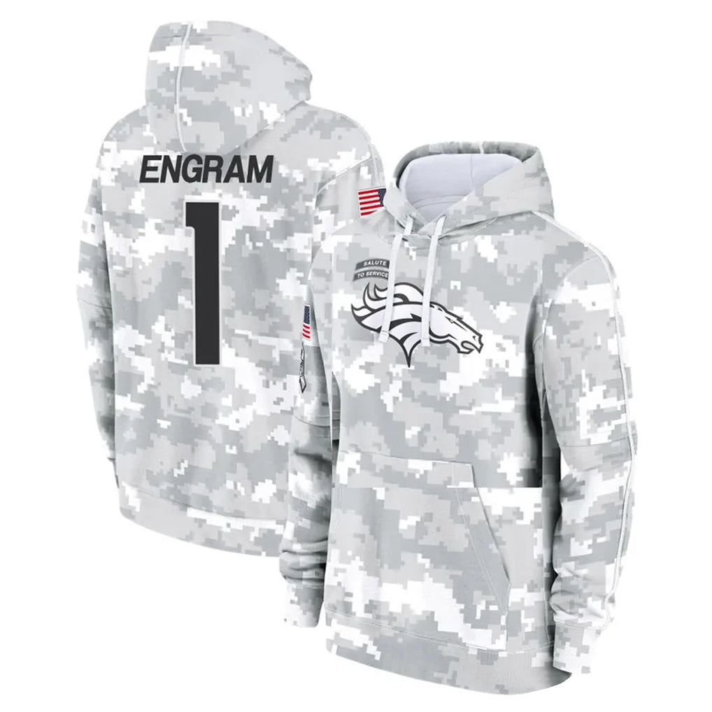 Yuxns D.Broncos #1 Evan Engram Player Arctic Camo Salute to Service Hoodies Limited Game Stitched Jerseys