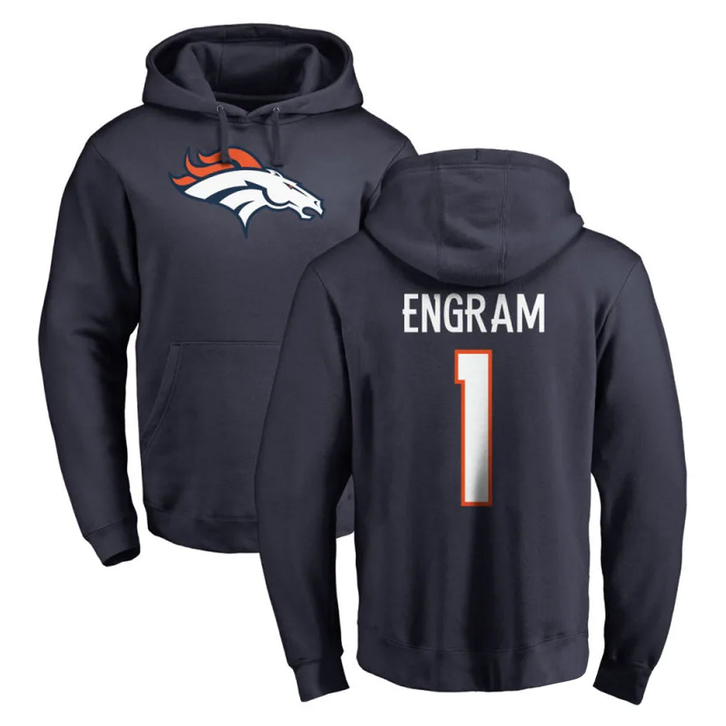 Yuxns D.Broncos #1 Evan Engram Player Navy Pullover Hoodie Limited Stitched Jerseys
