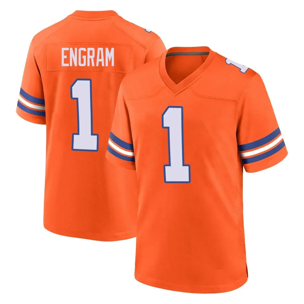 Yuxns D.Broncos #1 Evan Engram Player Orange Alternate Collection Throwback Game Stitched Jerseys
