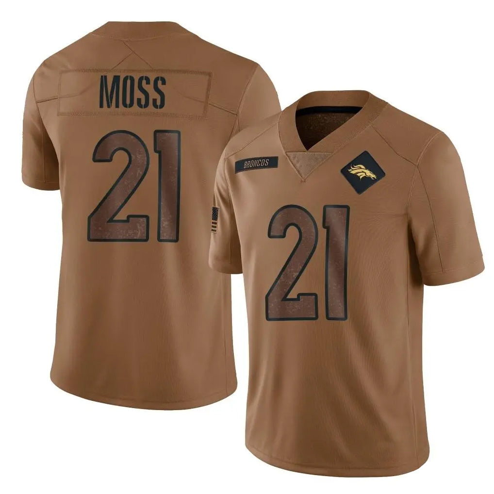 Yuxns D.Broncos #21 Riley Moss Player Brown Salute To Service Limited Stitched Jerseys