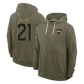 Yuxns D.Broncos #21 Riley Moss Player Olive Salute to Service Pullover Hoodies Limited Stitched Jerseys