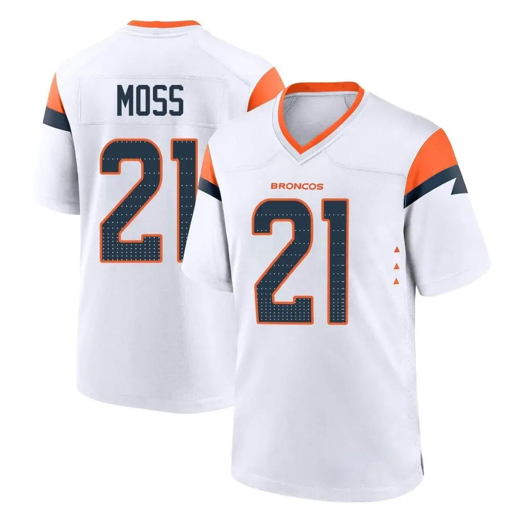 Yuxns D.Broncos #21 Riley Moss Player White Home Game Stitched Jerseys