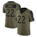 Yuxns D.Broncos #22 Brandon Jones Player Olive Salute To Service Limited Game Stitched Jerseys