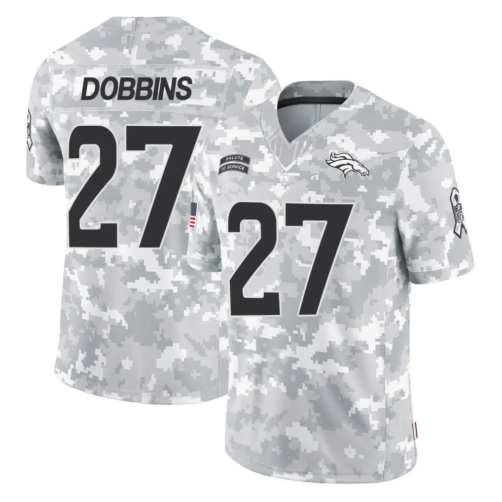 Yuxns D.Broncos #27 J.K. Dobbins Player Arctic Camo Salute To Service Limited Stitched Jerseys