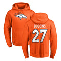 Yuxns D.Broncos #27 J.K. Dobbins Player Orange Pullover Hoodie Limited Stitched Jerseys