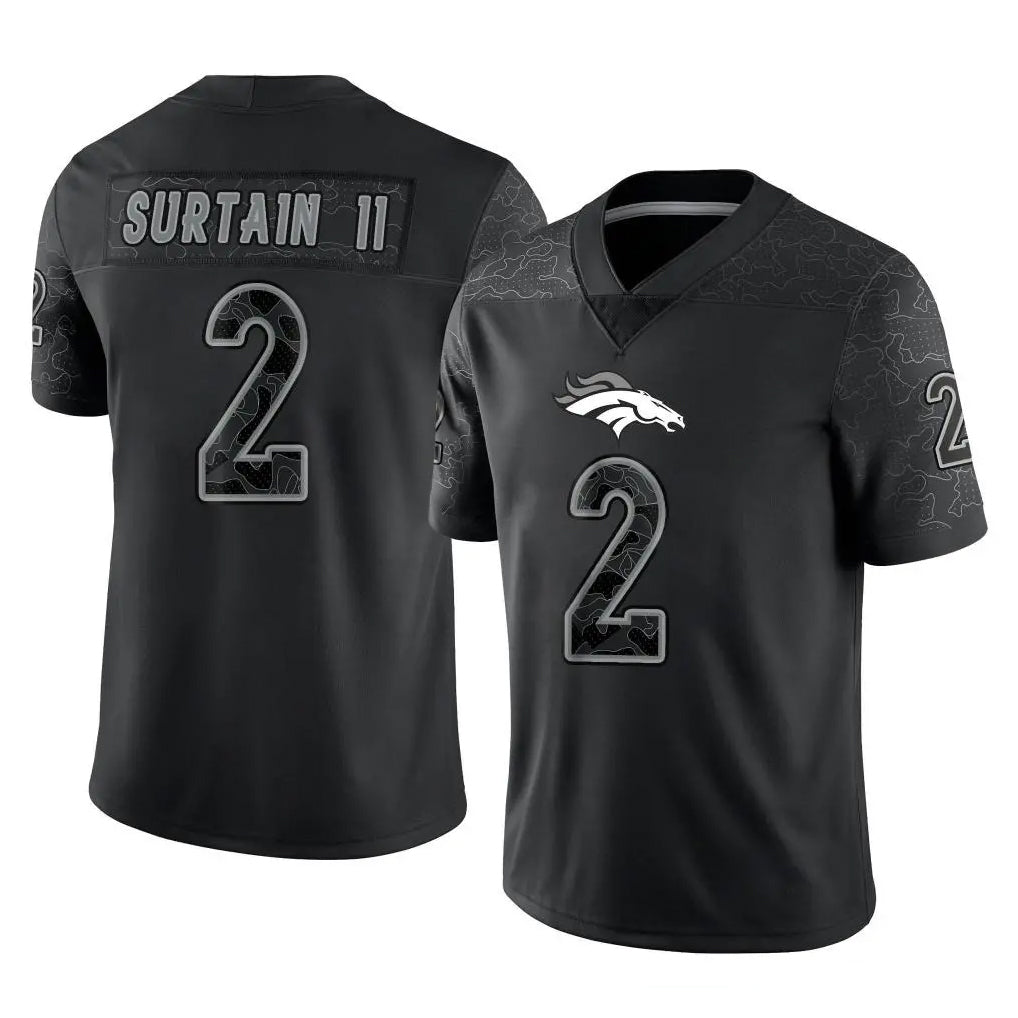 Yuxns D.Broncos #2 Pat Surtain II Player Black Reflective Limited Stitched Jerseys