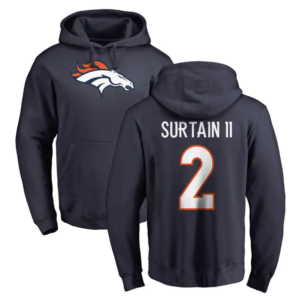 Yuxns D.Broncos #2 Pat Surtain II Player Navy Pullover Hoodie Limited Stitched Jerseys