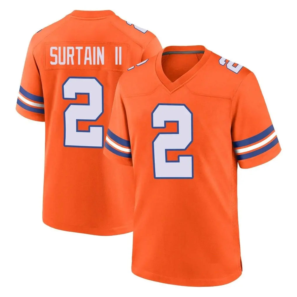 Yuxns D.Broncos #2 Pat Surtain II Player Orange Alternate Collection Throwback Game Stitched Jerseys