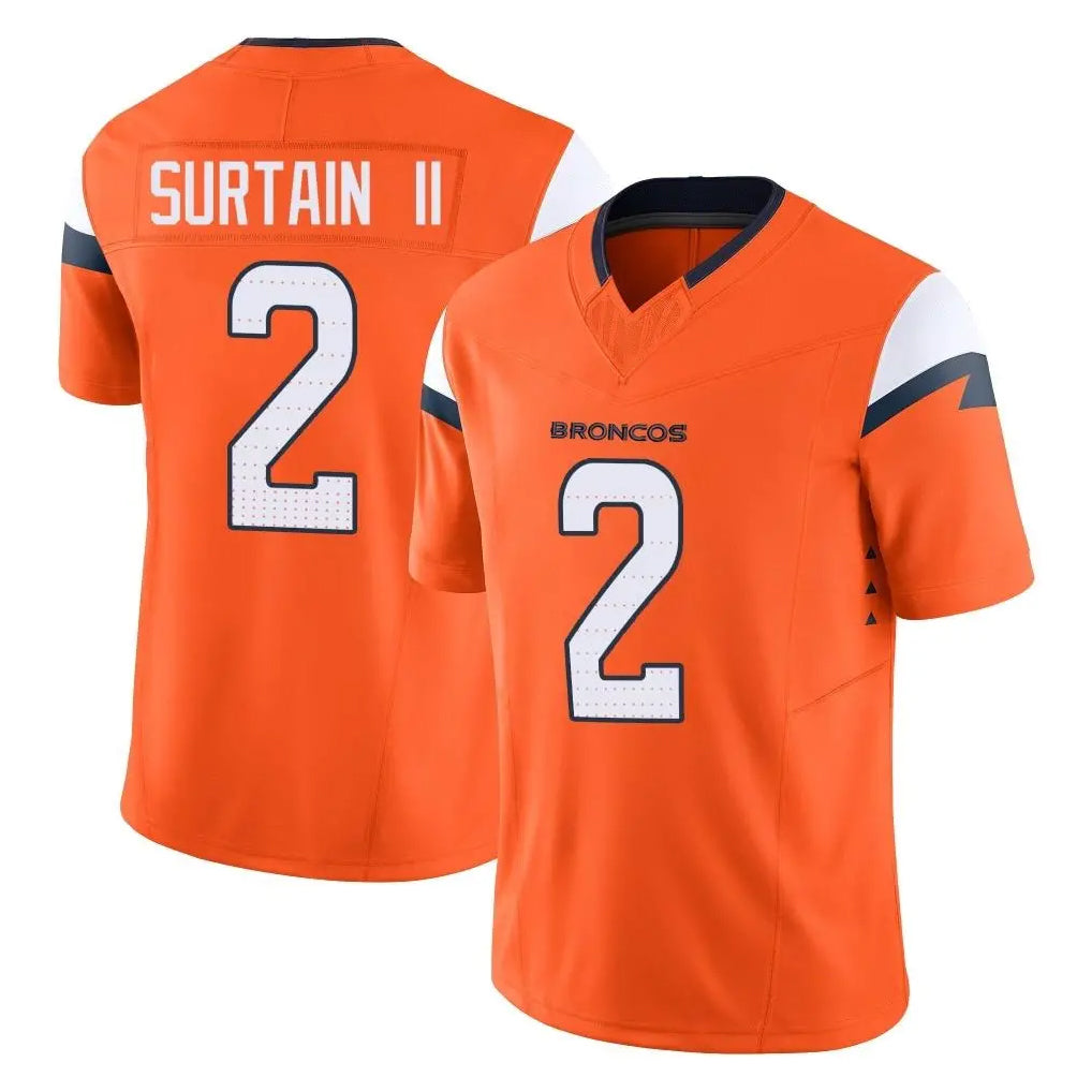 Yuxns D.Broncos #2 Pat Surtain II Player Orange Vapor F.U.S.E. Limited Home Game Stitched Jerseys