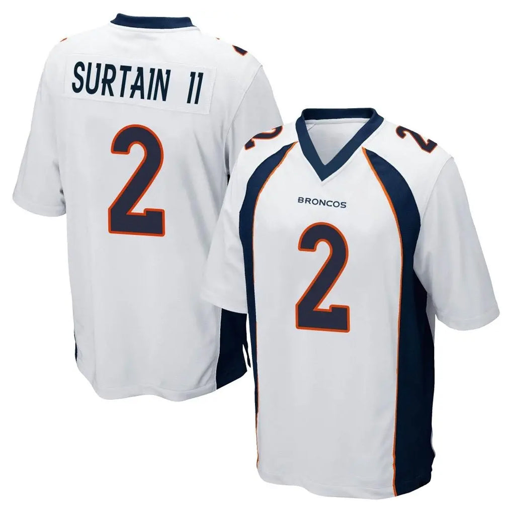 Yuxns D.Broncos #2 Pat Surtain II Player White Game Stitched Jerseys