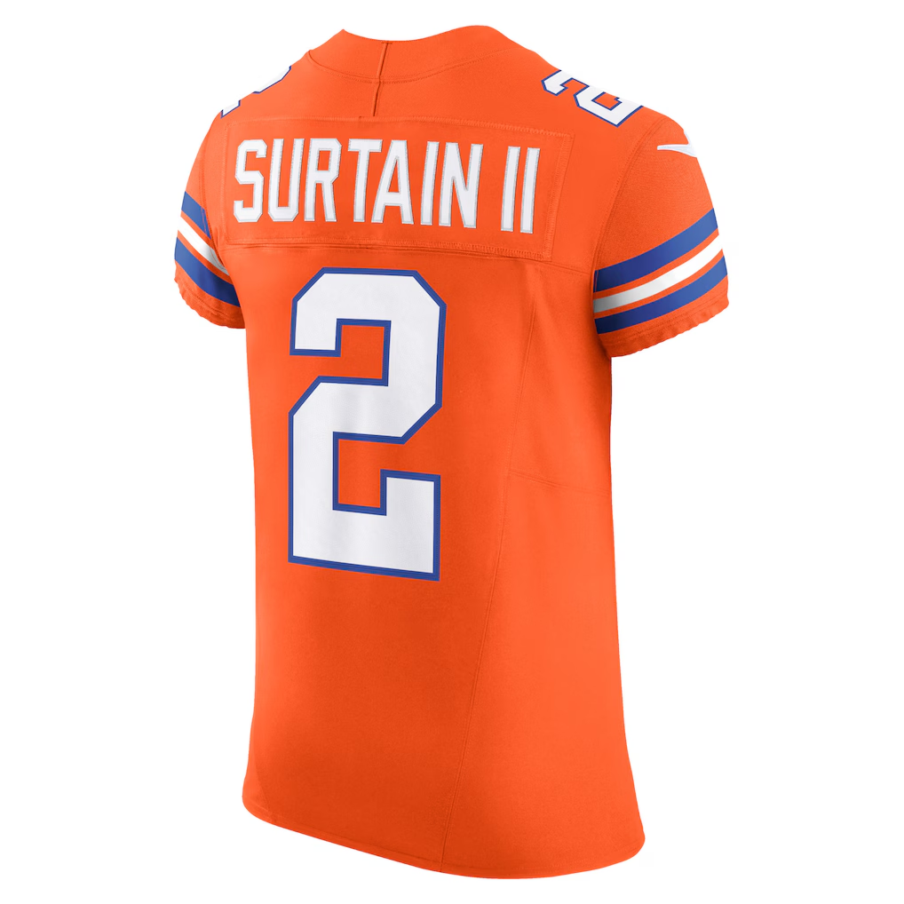 Yuxns D.Broncos #2 Patrick Surtain II Orange Alternate Vapor F.U.S.E. Elite Stitched Jerseys