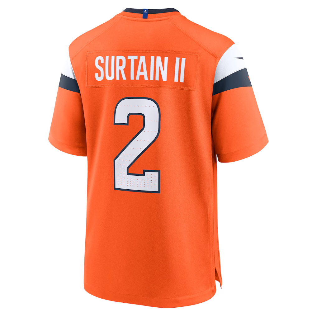 Yuxns D.Broncos #2 Patrick Surtain II Orange Team Game Stitched Jerseys
