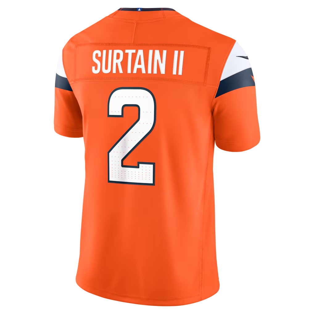 Yuxns D.Broncos #2 Patrick Surtain II Orange Team Vapor F.U.S.E. Stitched Limited Jerseys