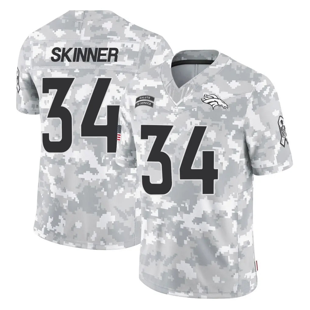 Yuxns D.Broncos #34 JL Skinner Player Arctic Camo Salute To Service Limited Stitched Jerseys