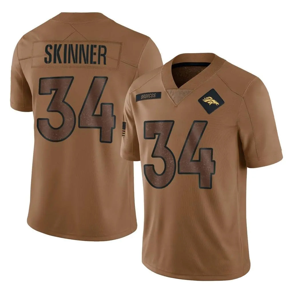 Yuxns D.Broncos #34 JL Skinner Player Brown Salute To Service Limited Stitched Jerseys