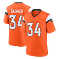 Yuxns D.Broncos #34 JL Skinner Player Orange Home Game Stitched Jerseys
