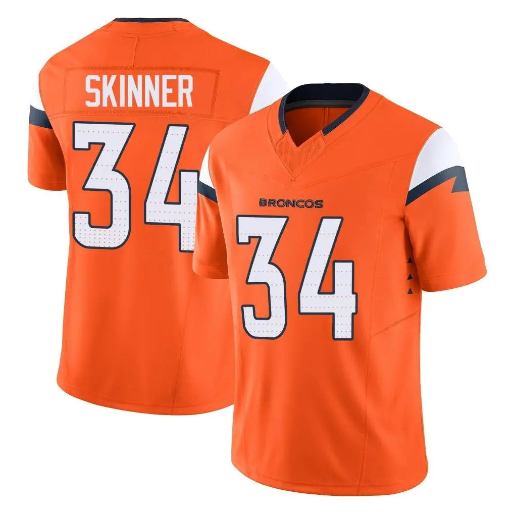 Yuxns D.Broncos #34 JL Skinner Player Orange Vapor F.U.S.E. Limited Home Game Stitched Jerseys