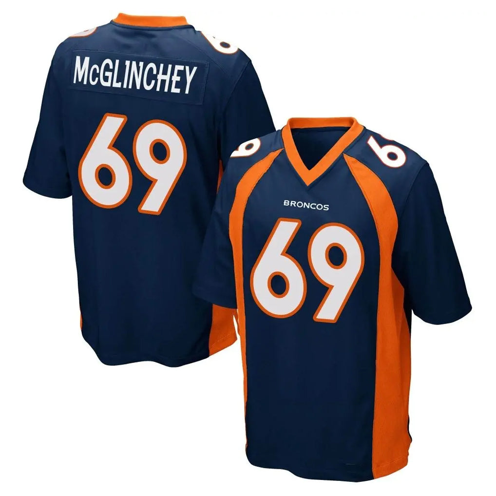 Yuxns D.Broncos #69 Mike McGlinchey Player Navy Game Stitched Jerseys