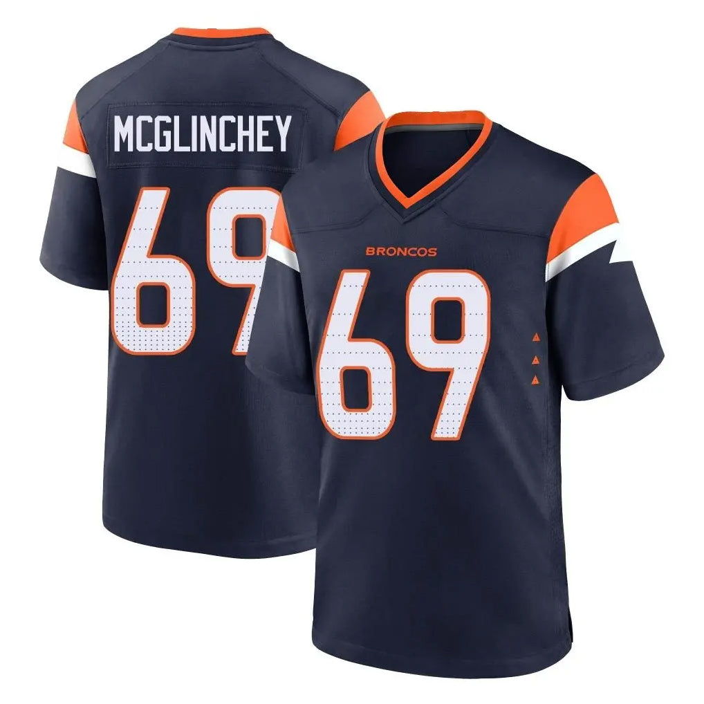 Yuxns D.Broncos #69 Mike McGlinchey Player Navy Home Game Stitched Jerseys