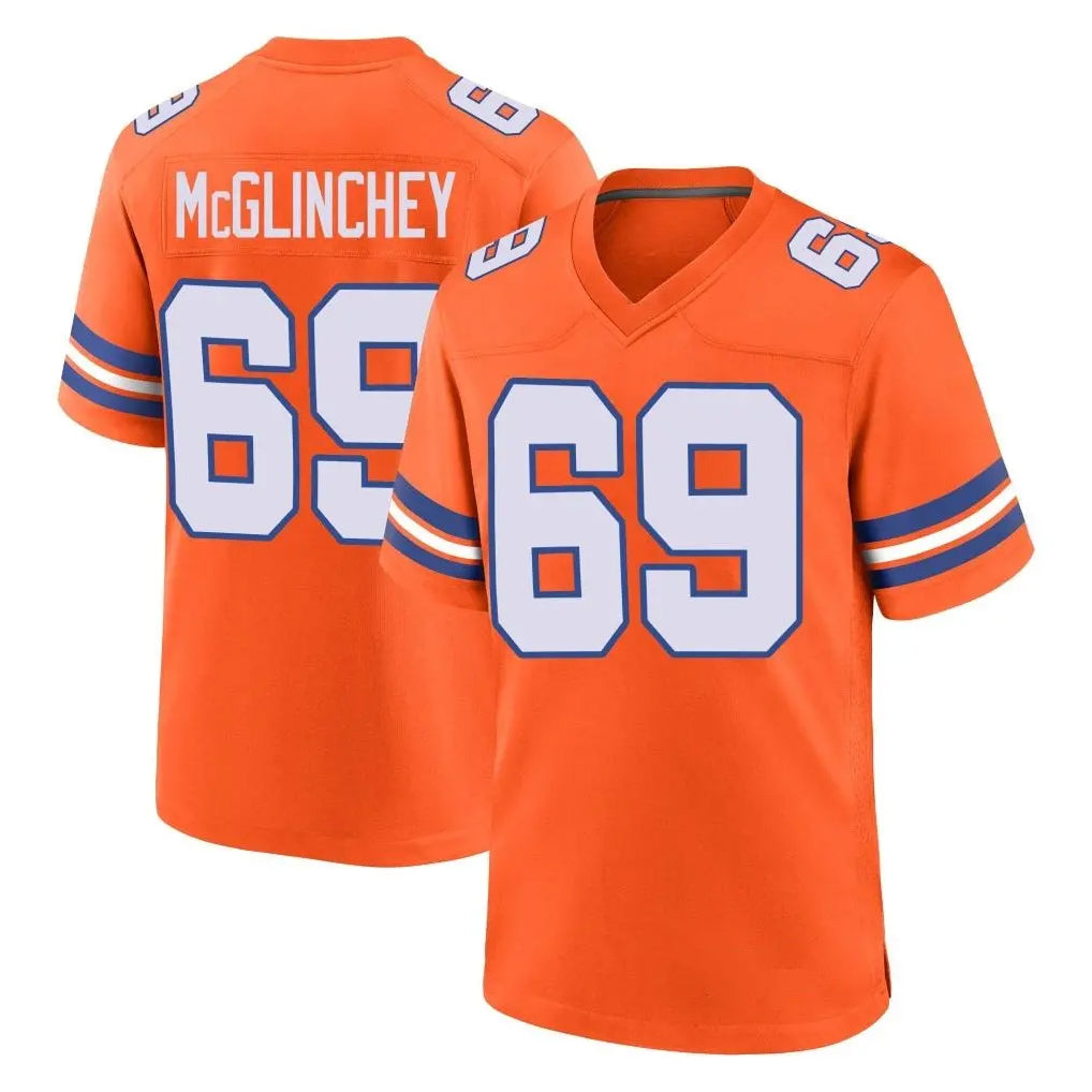 Yuxns D.Broncos #69 Mike McGlinchey Player Orange Alternate Collection Throwback Game Stitched Jerseys