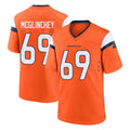 Yuxns D.Broncos #69 Mike McGlinchey Player Orange Home Game Stitched Jerseys