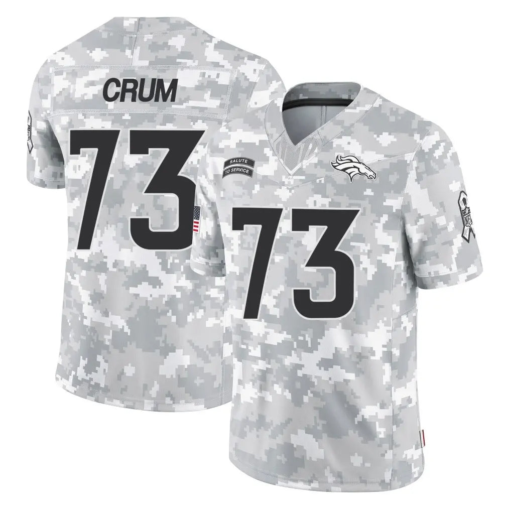 Yuxns D.Broncos #73 Frank Crum Player Arctic Camo Salute To Service Limited Stitched Jerseys
