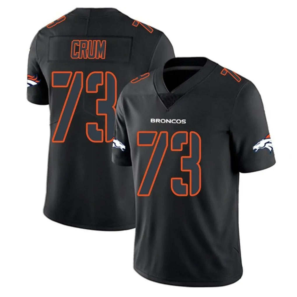 Yuxns D.Broncos #73 Frank Crum Player Black Impact Limited Game Stitched Jerseys