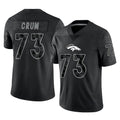 Yuxns D.Broncos #73 Frank Crum Player Black Reflective Limited Stitched Jerseys
