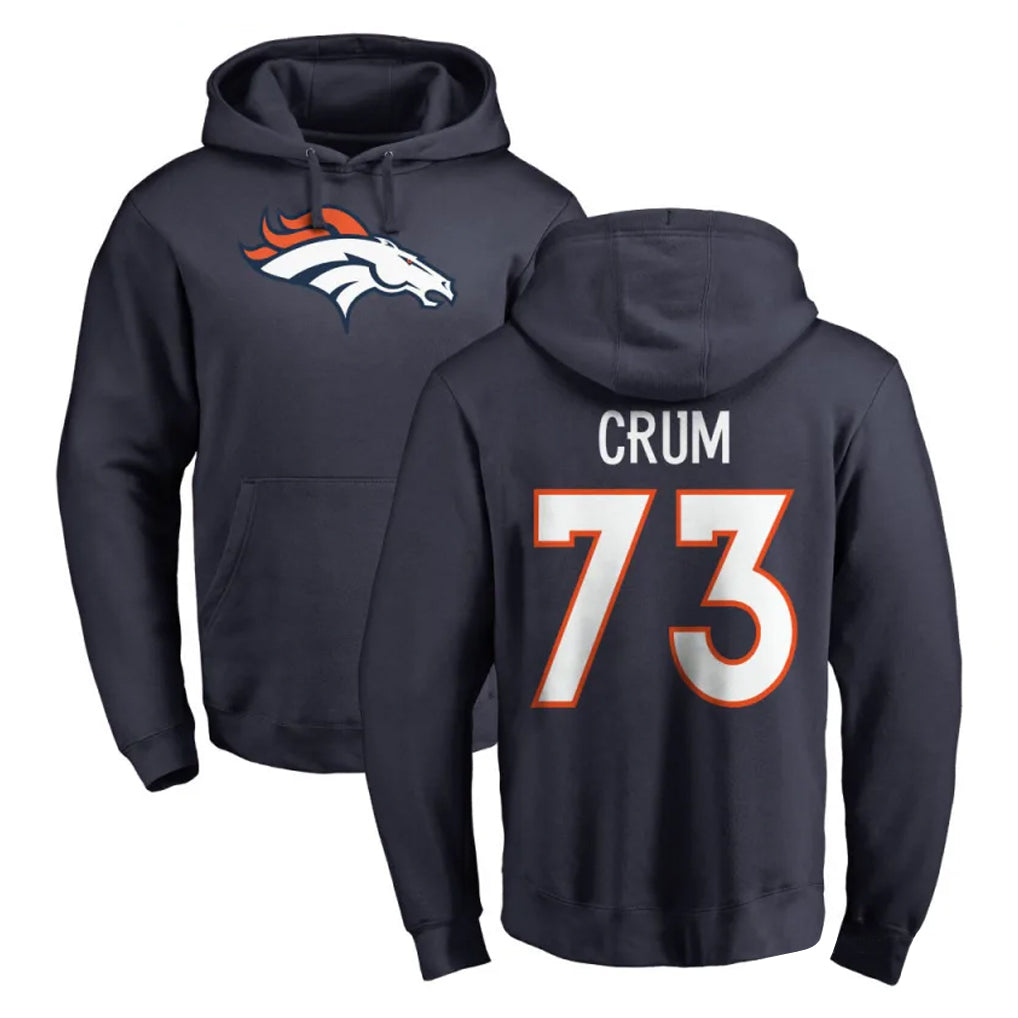 Yuxns D.Broncos #73 Frank Crum Player Navy Pullover Hoodie Limited Stitched Jerseys