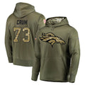 Yuxns D.Broncos #73 Frank Crum Player Olive Salute to Service Pullover Hoodies Home Game Stitched Jerseys