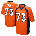 Yuxns D.Broncos #73 Frank Crum Player Orange Color Home Game Stitched Jerseys