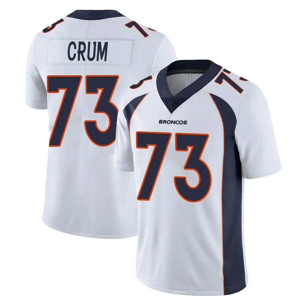 Yuxns D.Broncos #73 Frank Crum Player White Vapor Untouchable Limited Home Game Stitched Jerseys