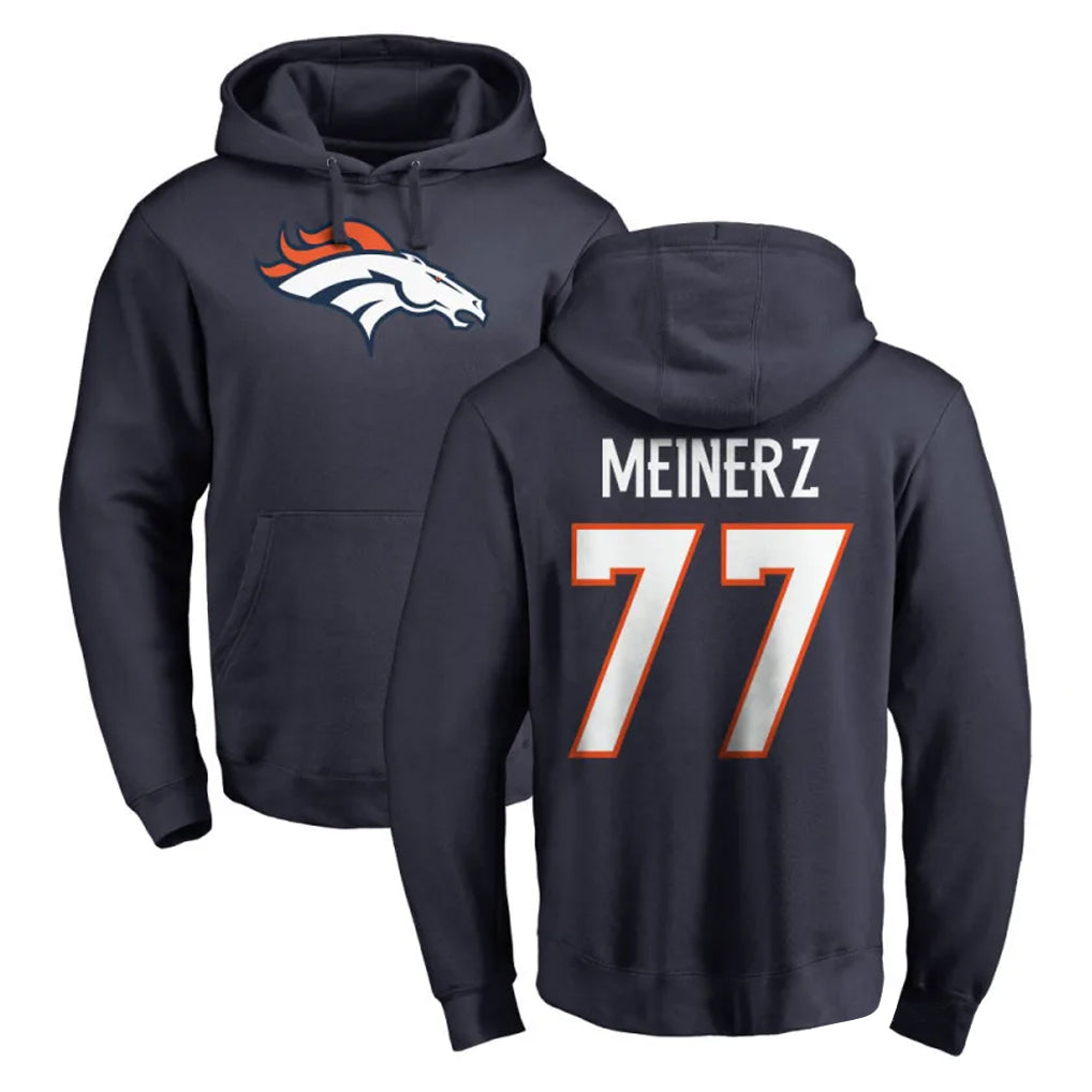 Yuxns D.Broncos #77 Quinn Meinerz Player Navy Pullover Hoodie Limited Stitched Jerseys