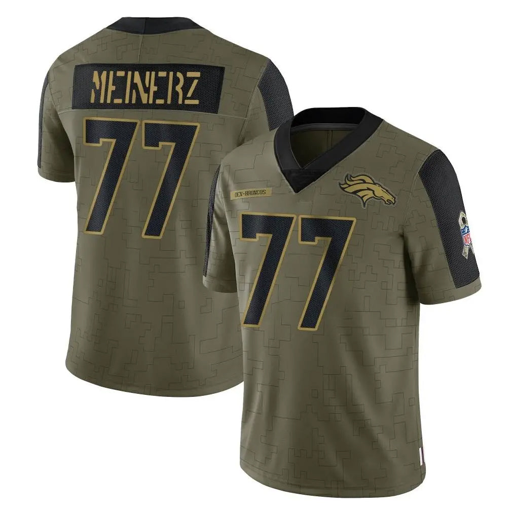 Yuxns D.Broncos #77 Quinn Meinerz Player Olive Salute To Service Limited Game Stitched Jerseys