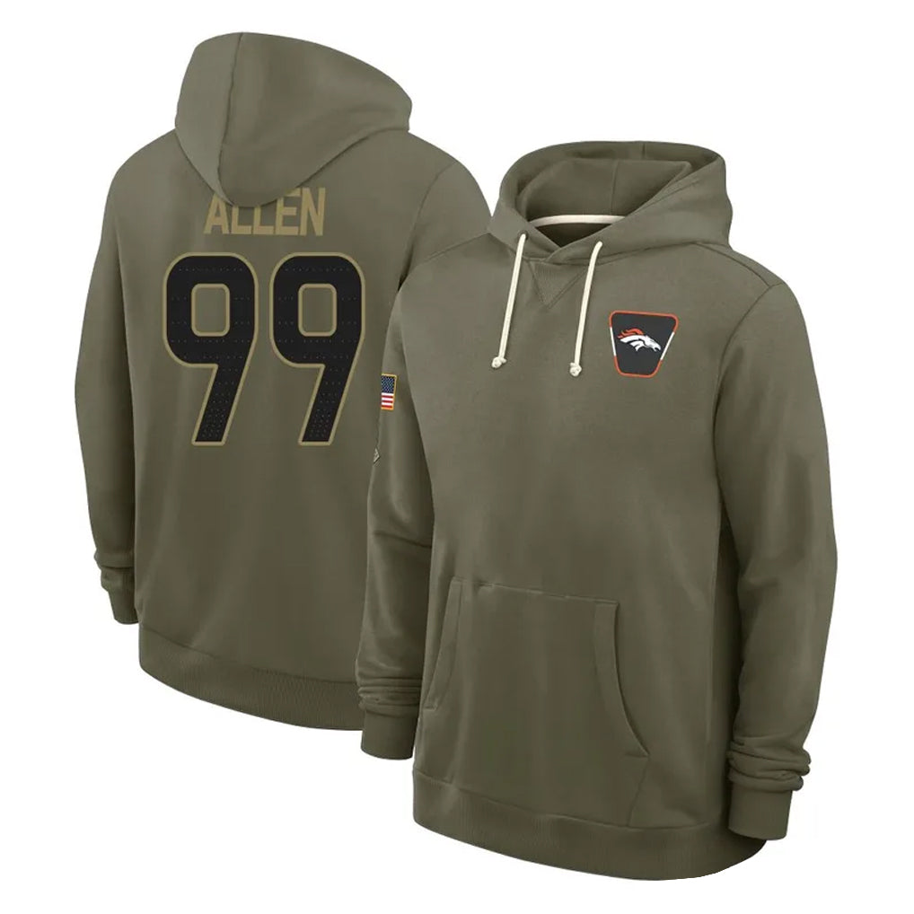 Yuxns D.Broncos #99 Zach Allen Player Olive Salute to Service Pullover Hoodies Limited Stitched Jerseys