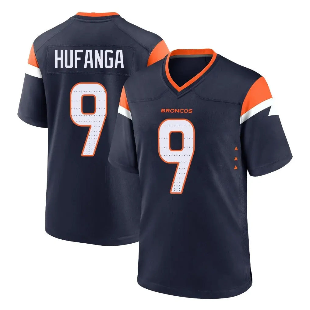 Yuxns D.Broncos #9 Talanoa Hufanga Player Navy Home Game Stitched Jerseys