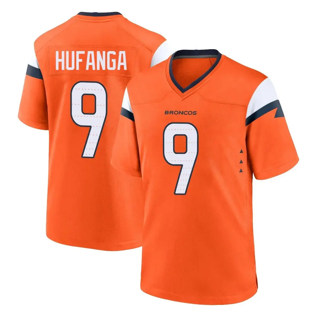 Yuxns D.Broncos #9 Talanoa Hufanga Player Orange Home Game Stitched Jerseys