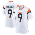Yuxns D.Broncos #9 Talanoa Hufanga Player White Home Game Stitched Jerseys