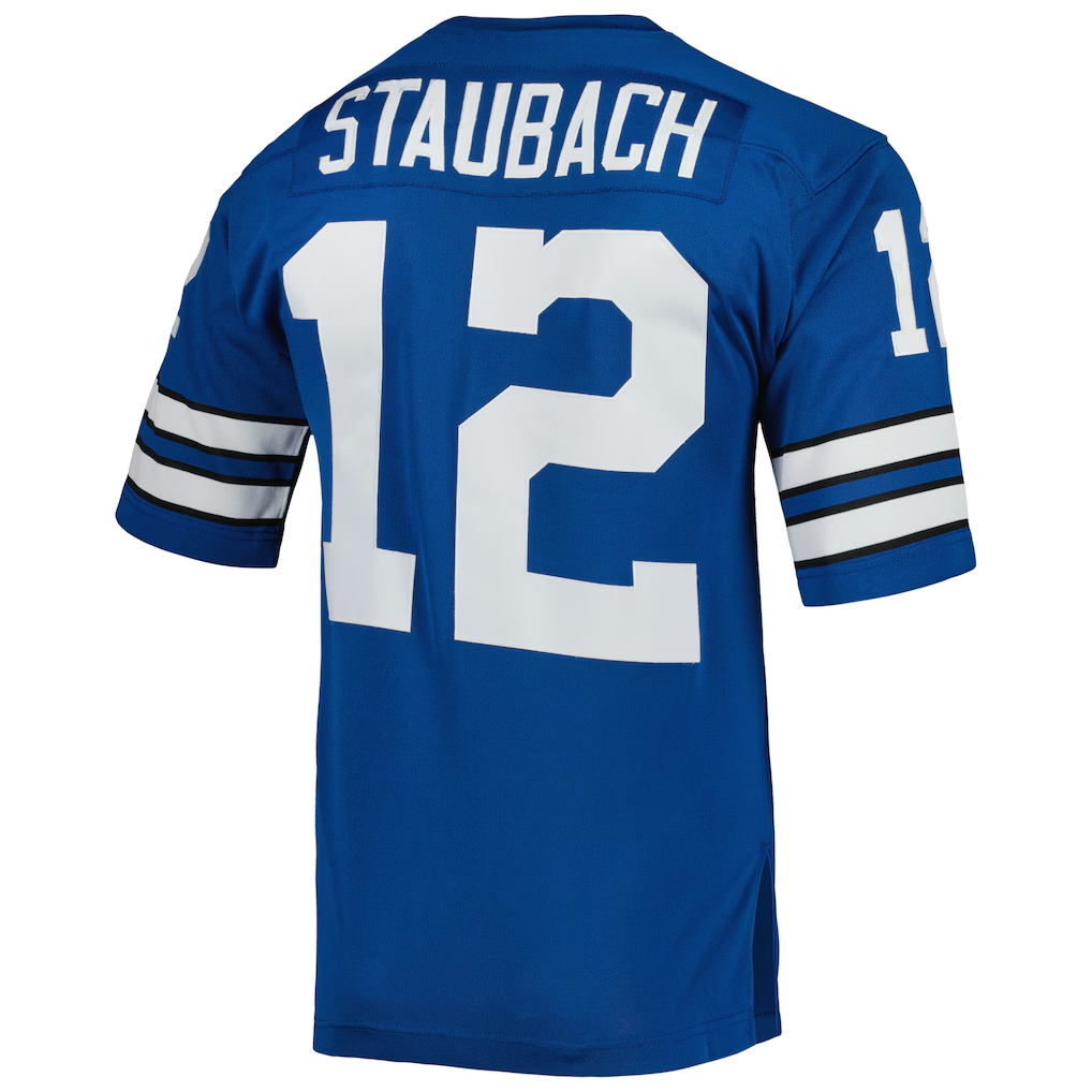 Yuxns D.Cowboys 1971 #12 Roger Staubach Mitchell & Ness Royal Authentic Throwback Retired Player Stitched Jerseys