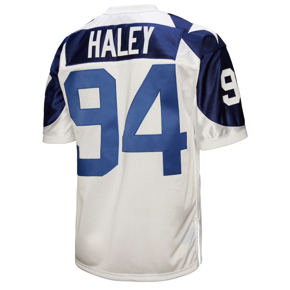 Yuxns D.Cowboys 1994 #94 Charles Haley Mitchell & Ness White Authentic Throwback Retired Player Puhic Stitched Jerseys