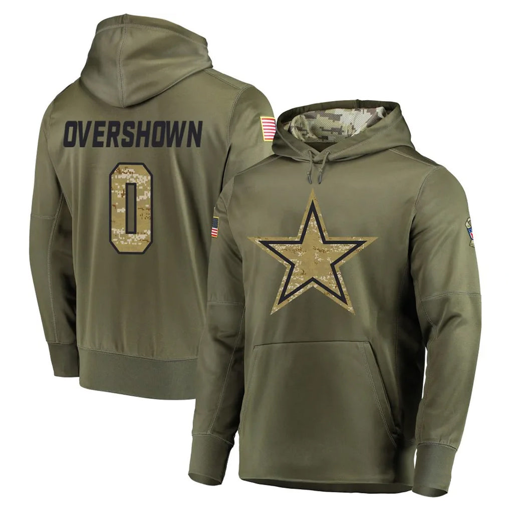 Yuxns D.Cowboys #0 DeMarvion Overshown Player Olive Salute to Service Pullover Hoodies Home Game Stitched Jerseys
