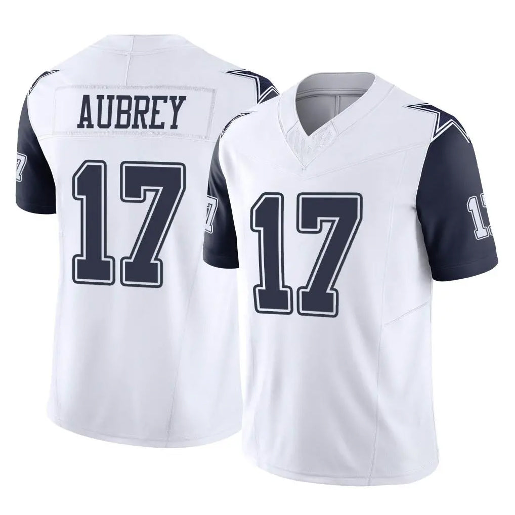 Yuxns D.Cowboys #17 Brandon Aubrey Player White-Navy Limited Vapor F.U.S.E. Home Game Stitched Jerseys