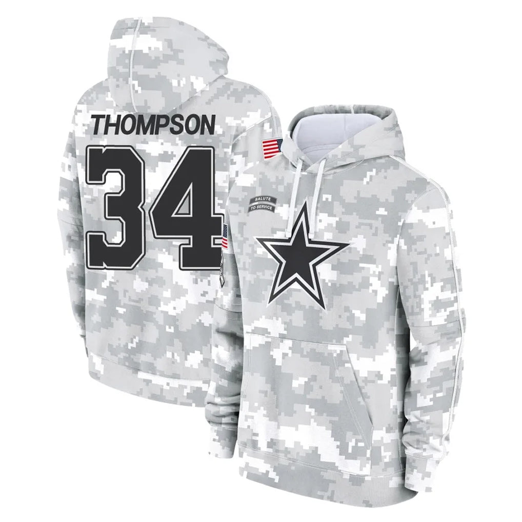 Yuxns D.Cowboys #34 Jalen Thompson Player Arctic Camo Salute to Service Hoodies Limited Game Stitched Jerseys