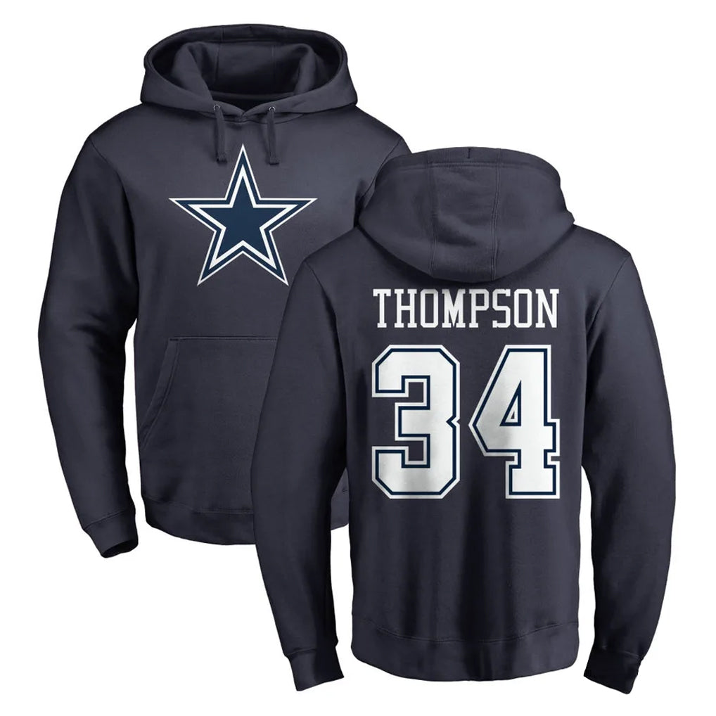 Yuxns D.Cowboys #34 Jalen Thompson Player Navy Pullover Hoodies Limited Stitched Jerseys