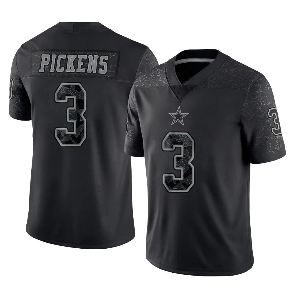 Yuxns D.Cowboys #3 George Pickens Player Black Limited Reflective Home Game Stitched Jerseys