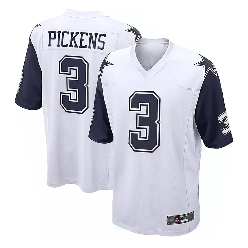 Yuxns D.Cowboys #3 George Pickens Player White-Navy Home Game Stitched Jerseys