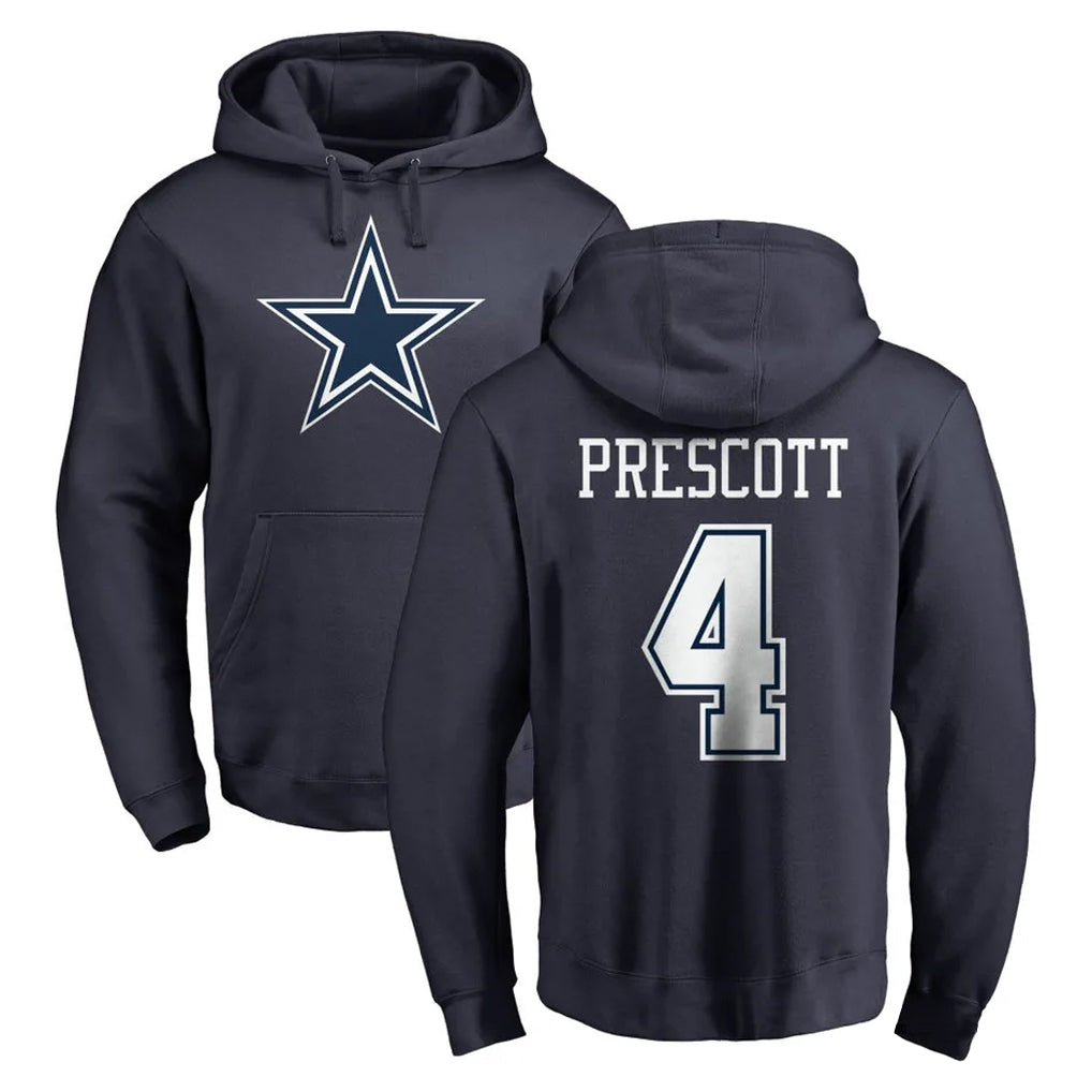 Yuxns D.Cowboys #4 Dak Prescott Player Navy Pullover Hoodies Limited Stitched Jerseys