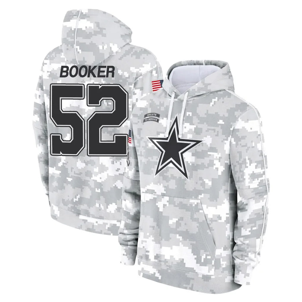 Yuxns D.Cowboys #52 Tyler Booker Player Arctic Camo Salute to Service Hoodies Limited Game Stitched Jerseys